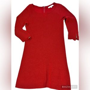 LOFT RED SWEATER DRESS SZ M ANN TAYLOR